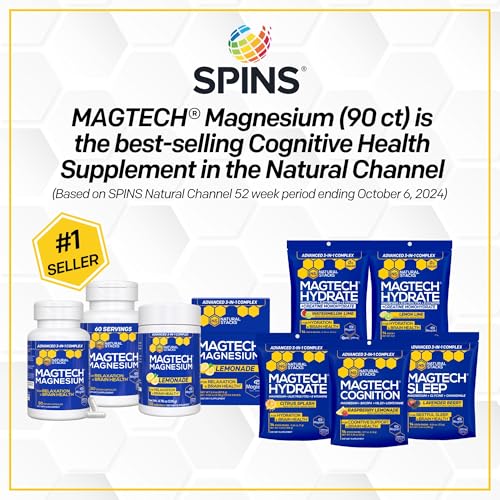 MagTech Magnesium Hydrate Packets - Sugar Free Hydration Powder - Magtein Magnesium L-Threonate, Glycinate & Taurate - 200mg Chelated Triple Complex - Supports Hydration & Brain Health* - 14 Servings NATURAL STACKS uk supplements