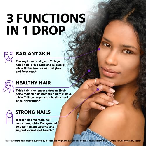 Liquid Biotin & Collagen - Vitamins for Hair Growth Support for Women & Men NUTRAHARMONY uk supplements