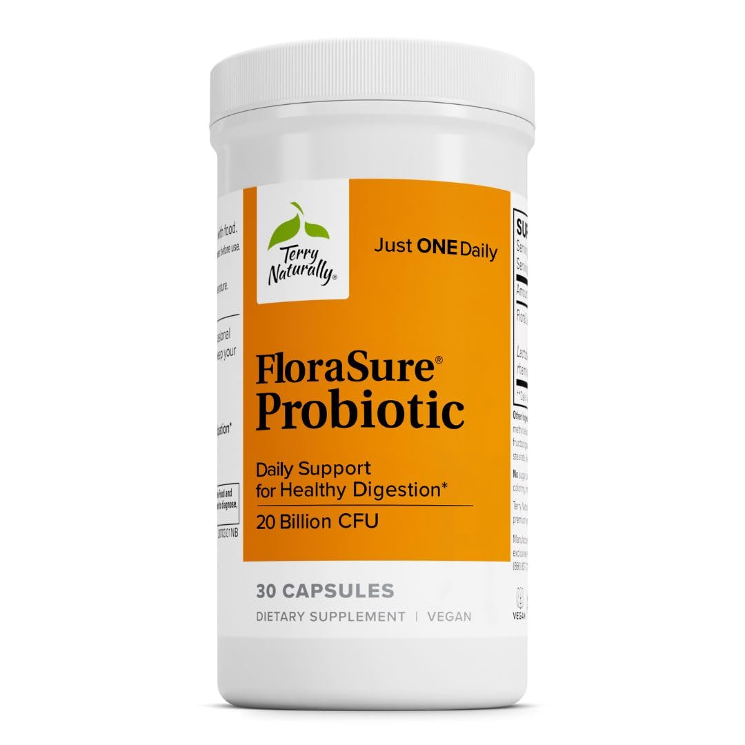 Terry Naturally FloraSure Probiotic - Digestion Supplement to Aid Against Occasional Bloating & Support Gas Relief - Gut Health Support Supplement with Bifidobacterium Bifidum - 30 Capsules Terry Naturally uk supplements