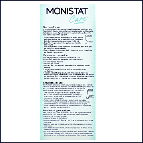 Monistat Stay Fresh Gel, Odor Eliminating Gel for Feminine Care, Fragrance Free Vaginal Gel, Prefilled Monistat uk supplements