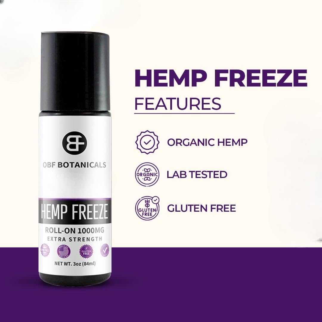 OBF Botanicals Hemp Roll On 3 Oz Instant Effect Topical Pain Relief Hemp Extract and Menthol Concentrated Roll On for Aching Muscles, Joint Relief, Ligaments - 1000mg OBF Botanicals uk supplements