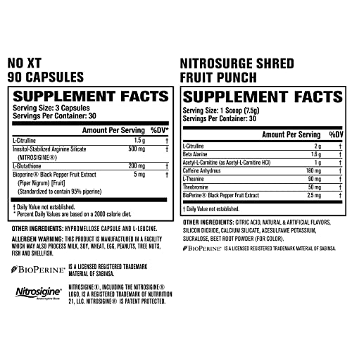 Jacked Factory Nitrosurge Shred Thermogenic Pre-Workout in Fruit Punch & N.O. XT Nitric Jacked Factory uk supplements
