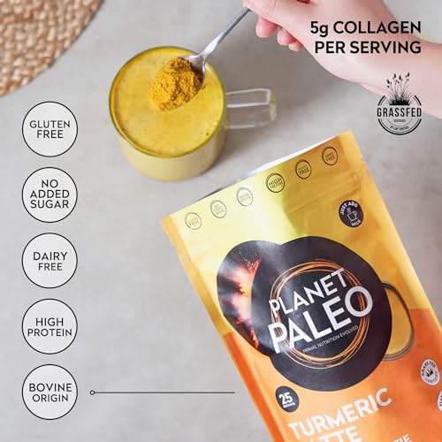 Planet Paleo Pure Collagen - Turmeric Latte (260g, 25 Servings) Planet Paleo uk supplements