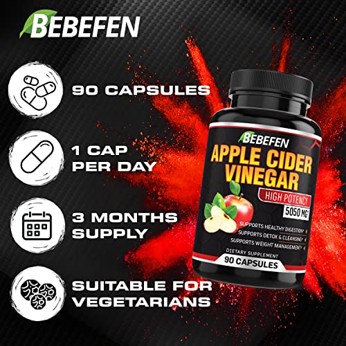 Apple Cider Vinegar Capsules - 5050mg Formula Pills with Black Pepper Extract BEBEFEN uk supplements