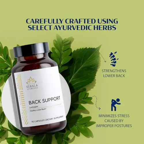 Kerala Ayurveda Back Support Herbal Capsules - Eases Occasional Discomfort of Lower Back & Supports Normal Movement of Spine, 90 Count Kerala Ayurveda uk supplements