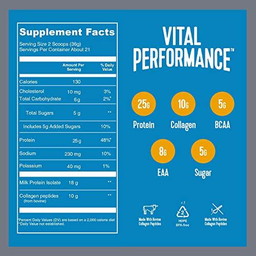 Vital Performance Protein Powder, 25g Lactose-Free Milk Protein Isolate Casein & Whey Vital Proteins uk supplements