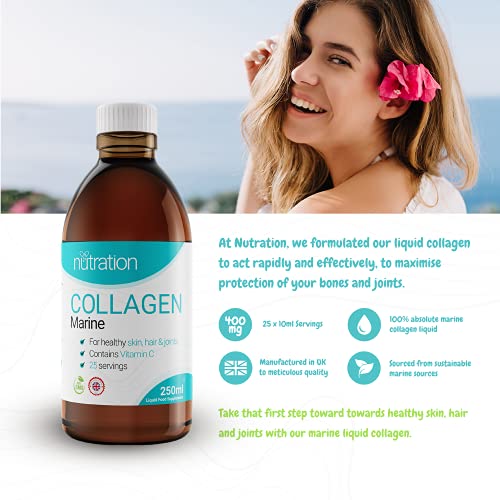 Marine Collagen Liquid | 25 x 10ml Servings | Liquid Collagen Drink for Women and Men | Pure Marine Collagen for Strong Bones & Joints Nutration uk supplements