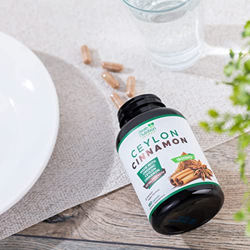 Pure Ceylon Cinnamon Capsules - Certified Organic Cinnamon Pills, Non-GMO, Dairy & Gluten Health Nutrition Naturals uk supplements
