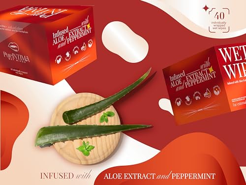 Feminine Wipes - Flushable Wet Wipes - Individually Wrapped 40 Units - pH Balanced- Alcohol-Free PureIntima uk supplements