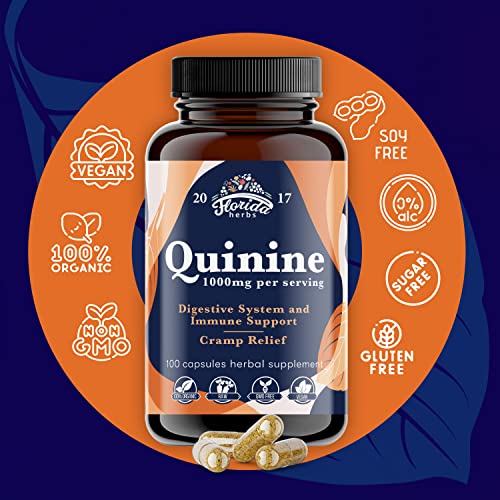 Leg Cramps Support Organic Pills - 1000 mg - Quinine Tablets for Cramp Defense FLORIDA HERBS uk supplements