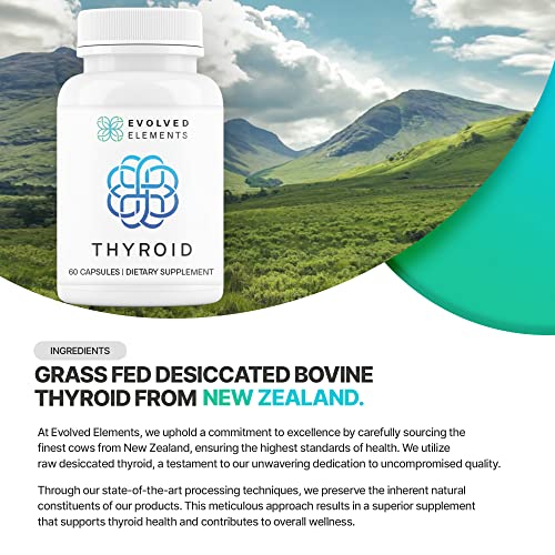 Evolved Elements Raw Grass-Fed Desiccated Bovine Thyroid - Thyroid Support for Women Evolved Elements uk supplements