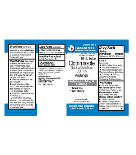 Graxcell Clotrimazole 1% Antifungal Topical Solution for Athlete's Foot, 0.33 Fluid Ounce Graxcell uk supplements