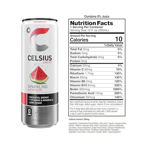 CELSIUS Sparkling Watermelon, Functional Essential Energy Drink 12 Fl Oz (Pack of 12) CELSIUS uk supplements