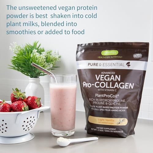 Vegan Collagen Powder, Natural Vanilla Flavour, Plant-Based Peptide Protein Supplement Igennus Healthcare Nutrition uk supplements