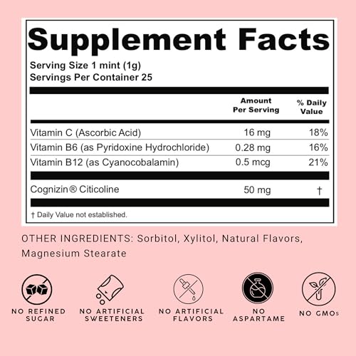 NOOZ Focus Mints Refill Bag - Caffeine-Free Brain Booster for Mental Clarity-Tangerine & Lemon Flavor | Sugar-Free, Travel-Friendly Supplement with Vitamin C, B6, B12 - Non-GMO, Clean Label, 150 Mints NOOZ uk supplements