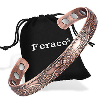 Feraco Magentic Copper Bracelet for Women,Vintage Flower Copper Cuff Bracelet Feraco uk supplements