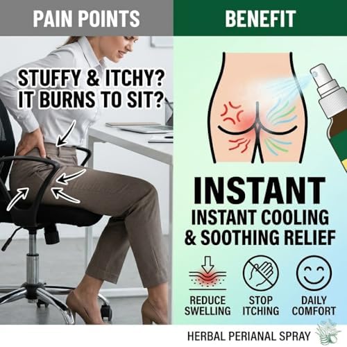 Herbal Hemorrhoid Relief Spray - Fast Acting Relief for Anal Swelling, Itching & Pain, Soothing Perianal Nursing Spray for Discomfort, Natural Plant-Based Formula, 30ML / 1 FL.OZ Aus Healthcare uk supplements