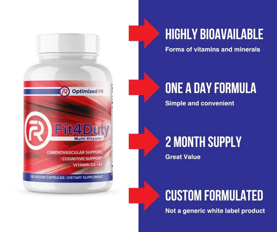 Fit4Duty Multivitamin+ for First Responders, One a Day Multivitamin Plus Other nutrients, 60 Servings, 2 Month Supply Optimized FR uk supplements