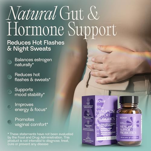 BIOMA Menopause Support Probiotics for Women - Hormone Free Hot Flash & Night Sweat Relief - Gut-Hormone Balance with Phytoestrogens, BB536, Delayed Release (60 Capsules - 30 Day Supply) BIOMA uk supplements