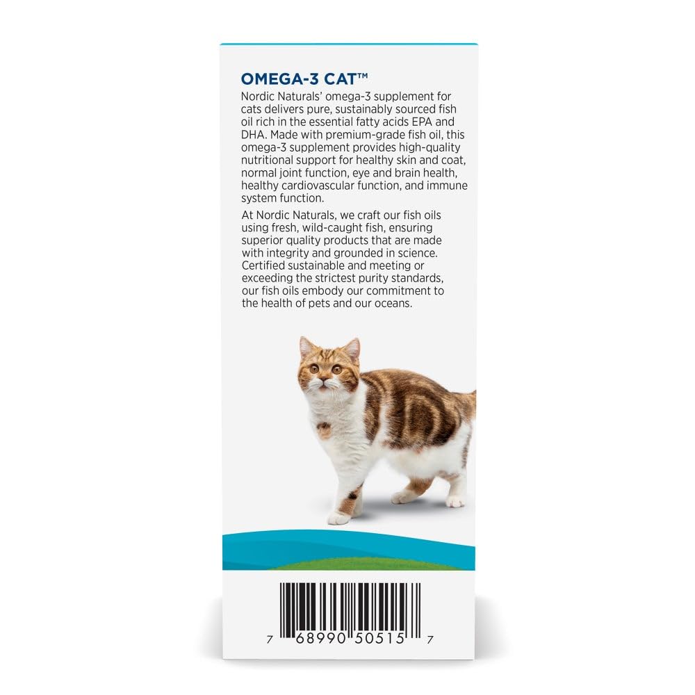 Nordic Naturals Omega-3 Cat, Unflavored - 2 oz - 304 mg Omega-3 Per One mL - Fish Oil for Cats with EPA & DHA - Promotes Heart, Skin, Coat, & Immune Health - Non-GMO Nordic Naturals uk supplements