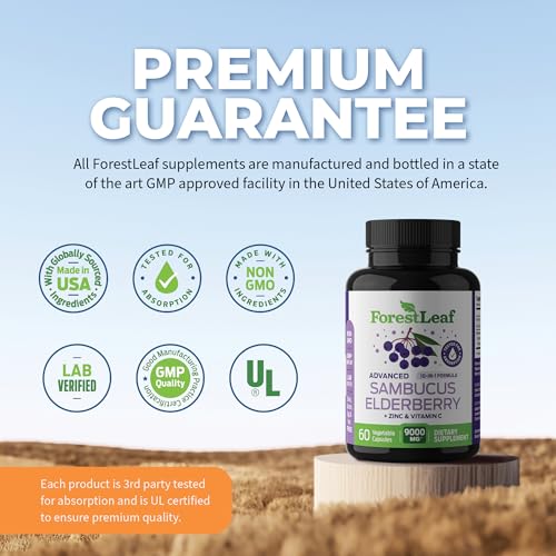 ForestLeaf Sambucus Elderberry with Vitamin C and Zinc - 9000mg Ult ForestLeaf uk supplements