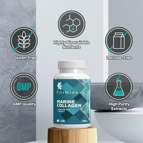 Fitimins Marine Collagen Capsules, 2000mg with Hyaluronic Acid & Vitamin C Fitimins uk supplements