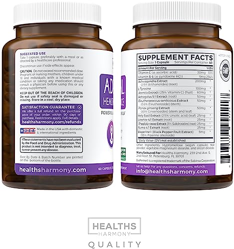 Adrenal Support & Cortisol Manager (Non-GMO) Powerful Adrenal Health with L-Tyrosine Healths Harmony uk supplements