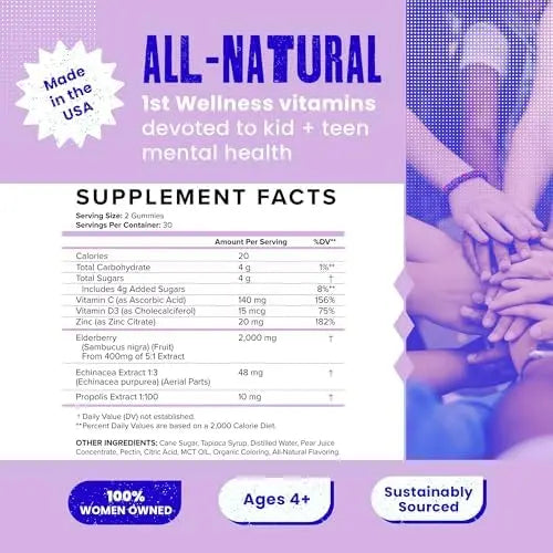 SAM+LEO Immunity Gummies with Elderberry, Echinacea, Zinc & Vitamin C for Kids & Teens – Immune Support Supplement Gummies | SAM+LEO uk supplements
