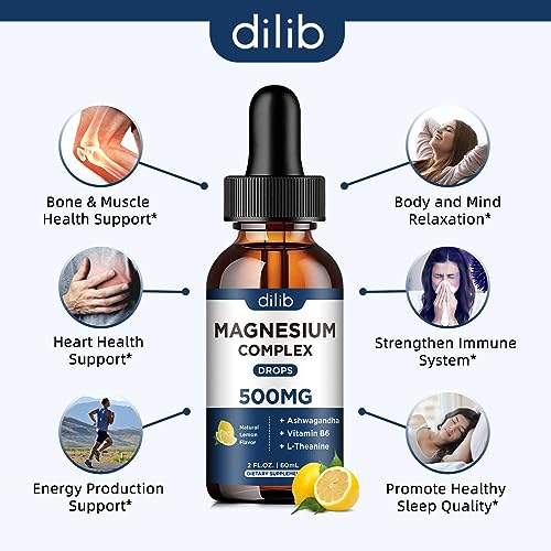(2 Pack) Magnesium Glycinate, Citrate, Malate Liquid Drops-Triple Magnesium Complex dilib uk supplements