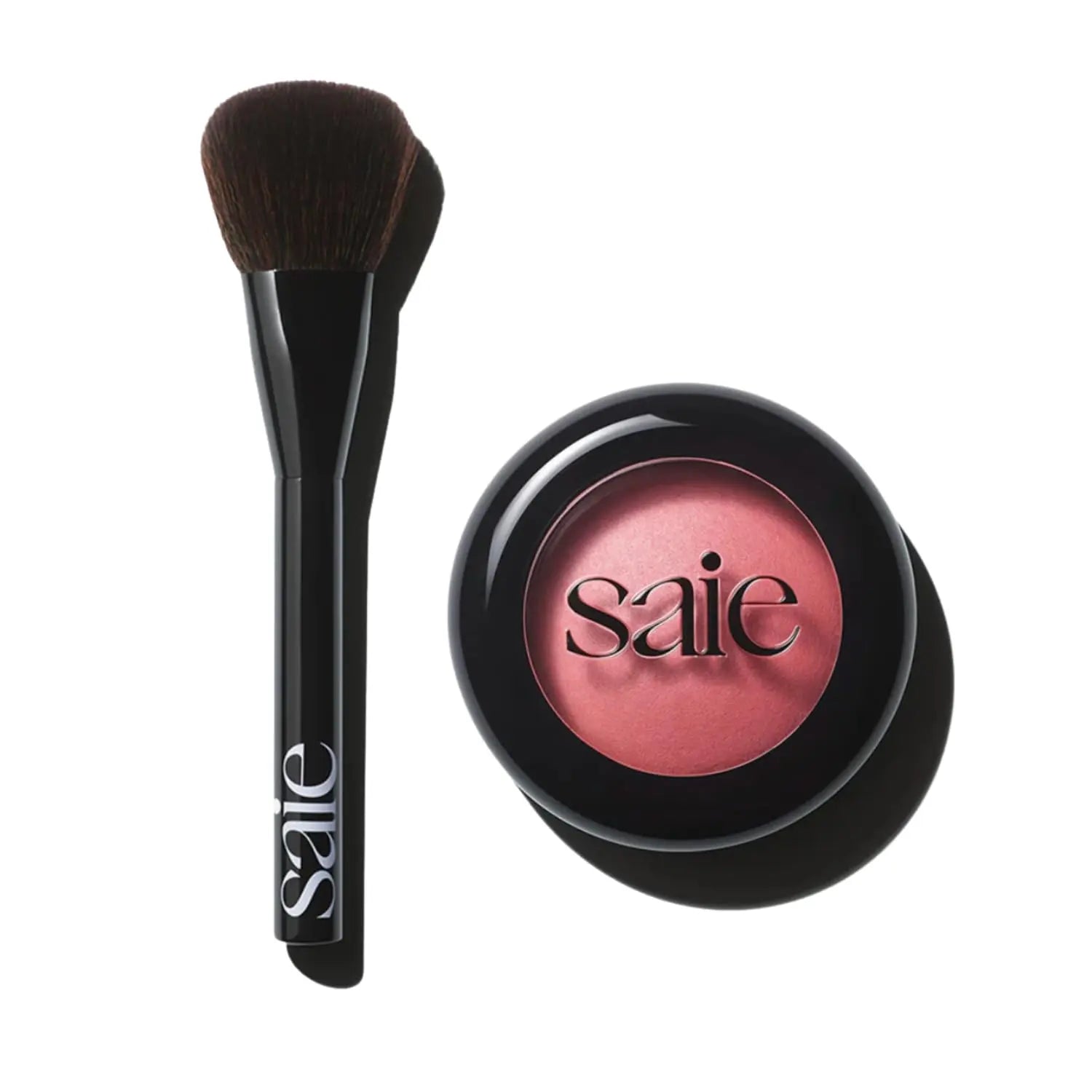 Saie Blush & Brush Duo - SuperSuede Baked Blush in Mia (.01 oz) & Powder Blush Brush - Talc-Free, Moisturizing Blush with Vegan, Fluffy Brush for Seamless Application Saie uk supplements