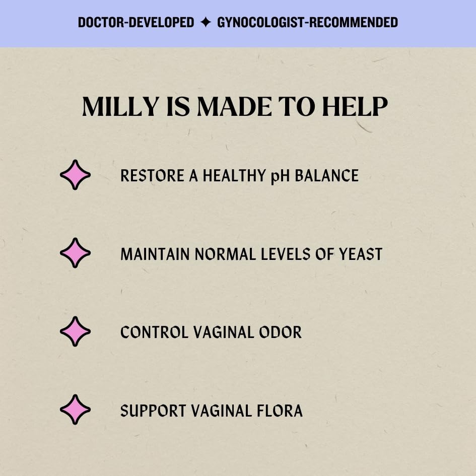 Milly Health Boric Acid Vaginal Suppositories - Restores pH Balance and Supports Odor Control Milly Female Health uk supplements