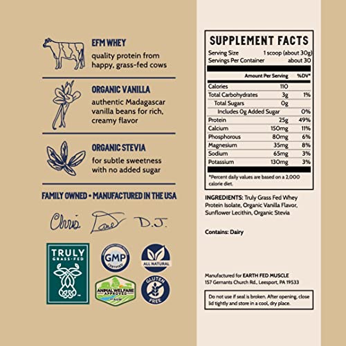 Earth Fed Muscle Whey Back Vanilla Truly Grass Fed Whey 2lb - No Fillers, Flow Agents Earth Fed Muscle uk supplements