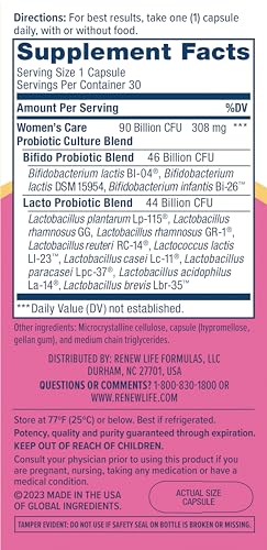 Renew Life Women's Probiotic Capsules, Supports Vaginal, Urinary, Digestive and Immune Renew Life uk supplements
