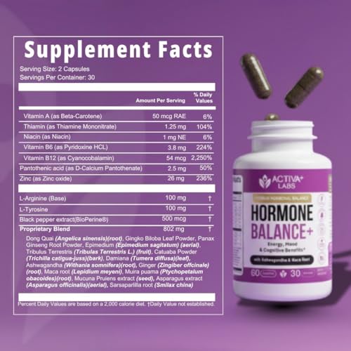 Activa Labs+ Hormone Balance for Women | Boost Energy, Mood, Libido and Focus | Supports Cycle&Menopause Comfort | Gluten, Soy&Lactose Free | 30 Day Supply Activa Labs uk supplements