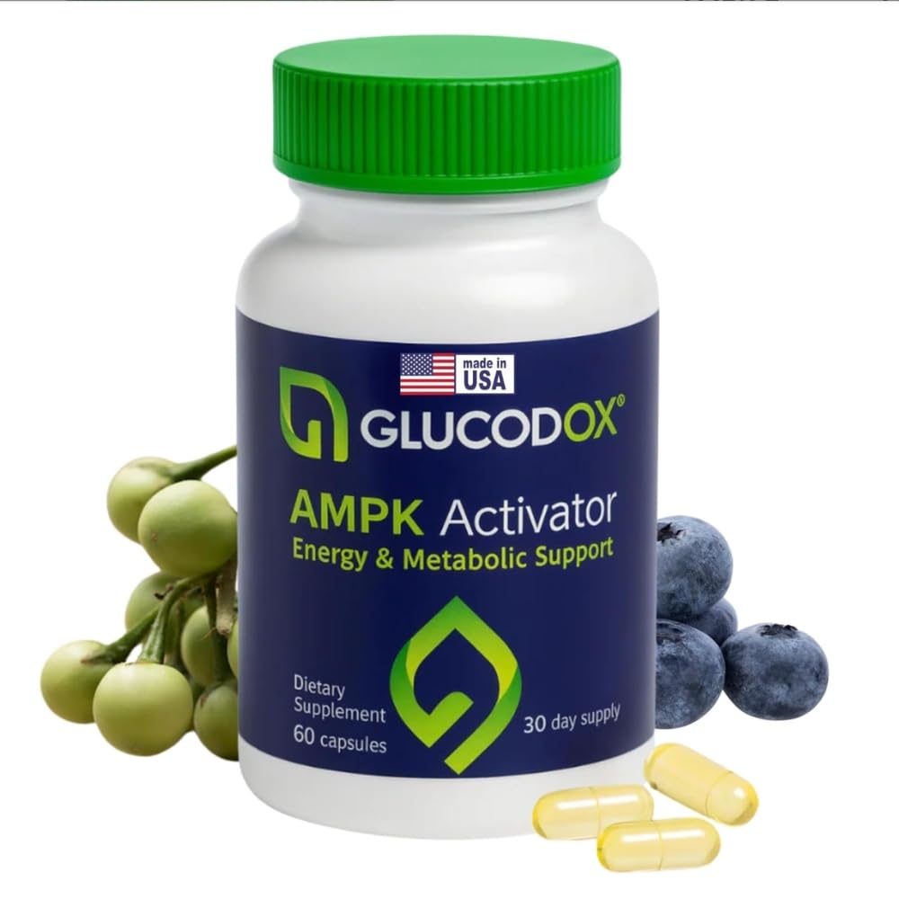 GlucodOX AMPK Activator Supplement – AMPK Enzyme, Metabolism Booster, Guggul Supplement for Body Management & Longevity – Vegan Metabolic Support - 30 Day Supply (60 Capsules) GlucodOX uk supplements