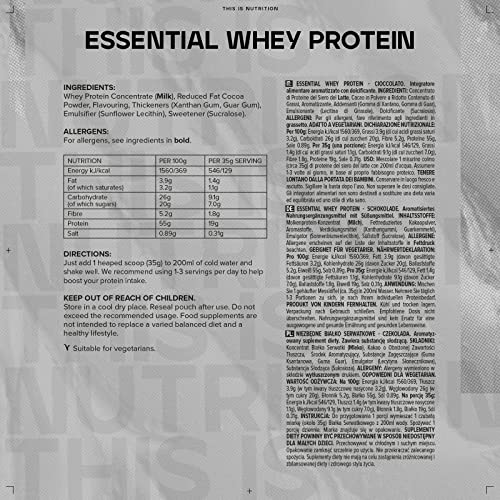 Bulk Essential Whey Protein Powder Shake, Chocolate, 500 g, 14 Servings Bulk uk supplements