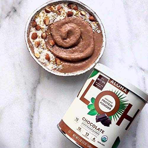 ALOHA Organic Plant Based Protein Powder, Stevia Free, Chocolate, 19.6 oz, 15 Servings ALOHA uk supplements