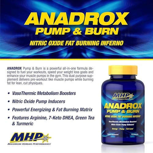 MHP Anadrox Pump & Burn, Nitric Oxide Fat Burning Inferno, 112 capsules Maximum Human Performance uk supplements