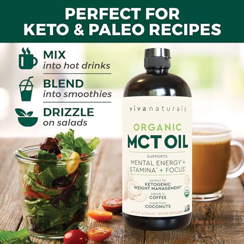 Viva Naturals Organic MCT Oil for Keto Coffee (32 fl oz) - Best MCT Oil Supplement Viva Naturals uk supplements