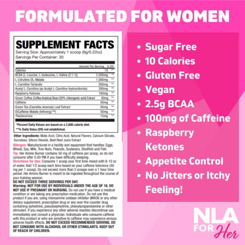 Her Thermogenic Amino Women's Pre Post & Intra Workout Booster (Strawberry Kiwi,30 Servings) NLA for Her uk supplements