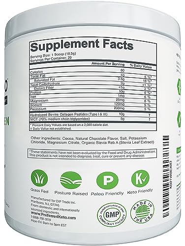 Keto Collagen Protein Powder with MCT Oil – Keto and Paleo Friendly Grass Fed and Pasture Preferred Elements uk supplements