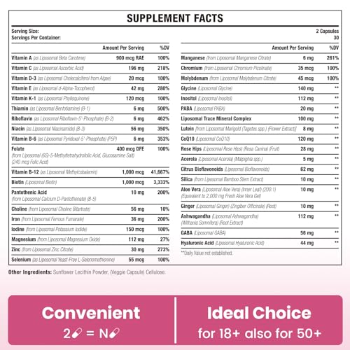 Liposomal Multivitamin for Women 1400MG - Womens Daily Multi Vitamins Supplements Sambugra uk supplements