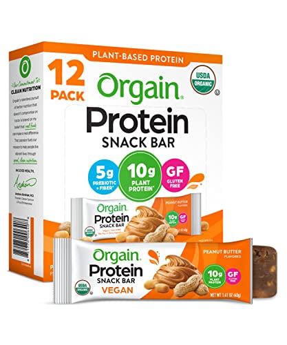 Orgain Organic Vegan Protein Bars, Peanut Butter - 10g Plant Based Protein Orgain uk supplements