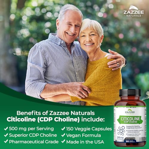 Zazzee Extra Strength Citicoline CDP Choline, 500 mg per Serving, 100 Vegan Capsules Zazzee uk supplements
