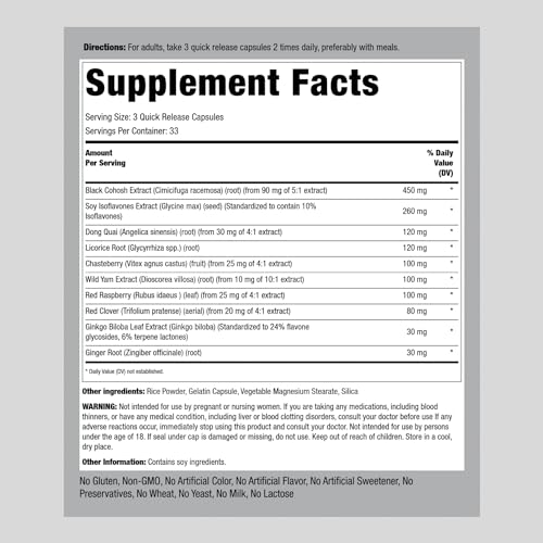 Menopause Supplement for Women | 100 Capsules | Advanced Support Formula | for Night Piping Rock uk supplements