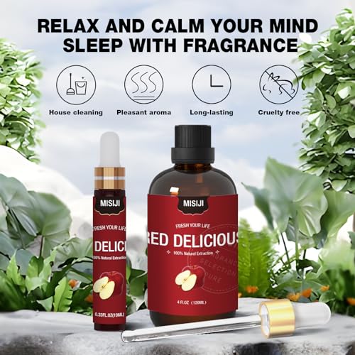 Essential Oils-MISIJI Apple Fragrance Essential Oils for Diffuser for Home 4FL.OZ Plus 0.33,Diffuser Oils Scents MISIJI uk supplements