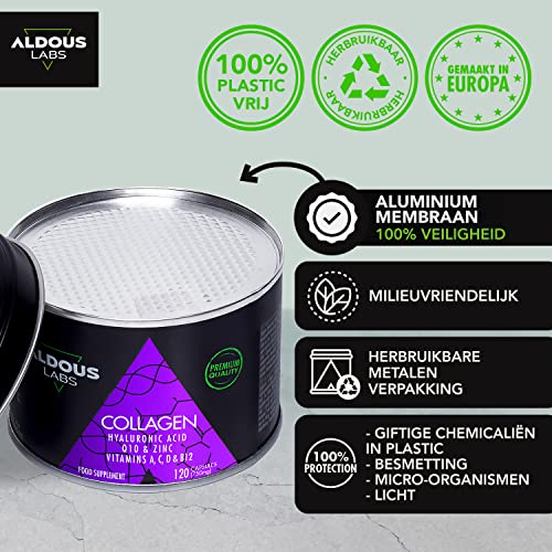 120 Capsules - Collagen with Hyaluronic Acid + Coenzyme Q10 + Vitamin C, A, D and B12 + Zinc Aldous Labs uk supplements