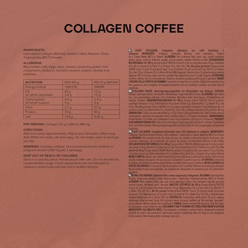 Bulk Collagen Coffee, High Protein, Black, 500 g Bulk uk supplements