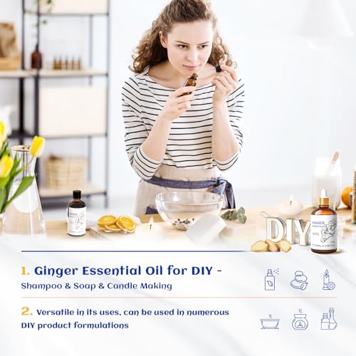 HIQILI Pure Ginger Essential Oil 3.38 Fl Oz, Pure Natural Premium Ginger Oil for Massage HIQILI uk supplements