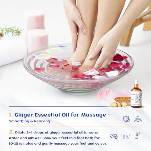 HIQILI Pure Ginger Essential Oil 3.38 Fl Oz, Pure Natural Premium Ginger Oil for Massage HIQILI uk supplements